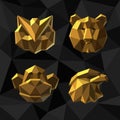 Vector illustration Golden animals Polygon style. Royalty Free Stock Photo