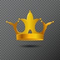 Vector illustration with golden crown icon on background. Volume royalty diadem created by gradient. Royalty Free Stock Photo