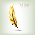 Vector illustration of golden feather Royalty Free Stock Photo