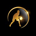 Golden Playing Basketball Logo Sign