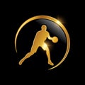 Golden Playing Basketball Logo Sign