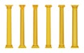 Vector illustration of golden realistic high detailed greek roma ancient columns. Luxury gold column.