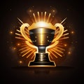 vector illustration of golden trophy cup on black background Royalty Free Stock Photo