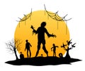 Silhouette zombies with moon light.