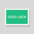 Good Luck greeting card with stylized horseshoe talisman as letter U. Minimalist style