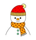 Cute winter snowman with scaft.