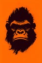 Black silhouette of a gorilla on orange background