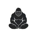 Black silhouette of a gorilla on white background Royalty Free Stock Photo