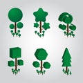 Vector illustration gradient three dimensional tree collection