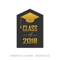 Vector illustration of a graduating class in 2018 graphics gold Royalty Free Stock Photo