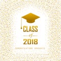 Vector illustration of a graduating class in 2018 graphics gold Royalty Free Stock Photo