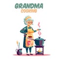 Vector Illustration, Grandmother Cooking