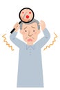 Vector illustration of Grandpa suffer made a red rash on the scalp