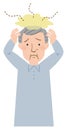 Vector illustration of Grandpa suffering smell of scalp