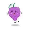 Vector illustration of grape character with cute expression, jump, happy, funny Royalty Free Stock Photo