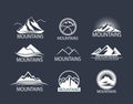 Set of Mountains logo, Icon in color. Climbing label, hiking travel and adventure Royalty Free Stock Photo