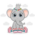 Vector illustration of a gray baby elephant on a white background. Royalty Free Stock Photo