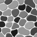 Vector illustration of gray cobblestone seamless background.