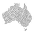 vector illustration of gray colored scribble map of Australia Royalty Free Stock Photo