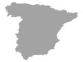 Gray map of Spain on white background