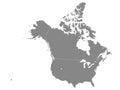 Gray Map of USA and Canada Royalty Free Stock Photo