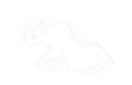 Vector illustration of gray rhino, drawing by lines Royalty Free Stock Photo