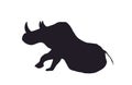 Vector illustration of gray rhino, drawing silhouette, vector Royalty Free Stock Photo