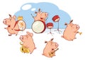 Vector Illustration of The Great Animal Pig Orchestra