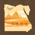 Vector illustration of the Great Sphinx in Giza inscribed on the map of Egypt with the pyramids of Egypt Royalty Free Stock Photo