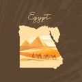 Vector illustration of the Great Sphinx in Giza inscribed on the map of Egypt with the pyramids of Egypt Royalty Free Stock Photo