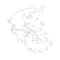 Vector illustration of Greece map with capital city Athens.