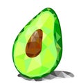 Vector illustration of green avocado in low poly, polygonal style, geometric figures