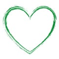 Vector illustration of green brush painted stamp heart frame banner Royalty Free Stock Photo