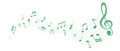 Vector illustration of green colored sheet music - musical notes melody