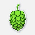 Sticker of a green cone of hop