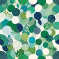 Vector illustration, green eco friendly mosaic symbol seamless pattern with abstract nature shapes, Royalty Free Stock Photo