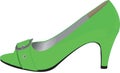 A vector illustration of a green high heeled peep toe shoe