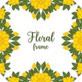 Vector illustration green leaf with yellow floral frame Royalty Free Stock Photo