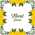 Vector illustration green leaf with yellow floral frame Royalty Free Stock Photo