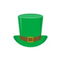 Vector illustration of green leprechaun top hat with gold buckle