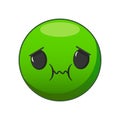 Vector illustration of a green nauseous face.