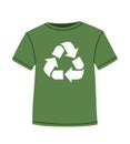 Vector illustration of green recycling t-shirt with recycle symbol isolated on white background - sustainable fashion concept, Royalty Free Stock Photo