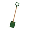 Illustration of a green shovel with a wooden handle. Gardening Tools