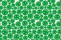 green smile face circle symbol repeat seamless pattern doodle cartoon style wallpaper