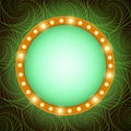 Vector illustration green spiral dots wall background with orange shining banner Royalty Free Stock Photo