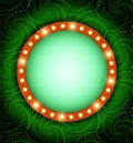 Vector illustration green spiral dots wall background with orange shining banner Royalty Free Stock Photo