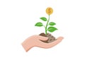 Money plant on hand vector Royalty Free Stock Photo