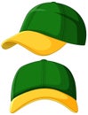 Vector illustration of a green and yellow baseball cap Royalty Free Stock Photo