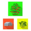 Vector design of greenhous and plant sign. Set of greenhous and garden vector icon for stock. Royalty Free Stock Photo