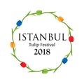 Vector illustration of greeting card with Istanbul tulip festival 2018